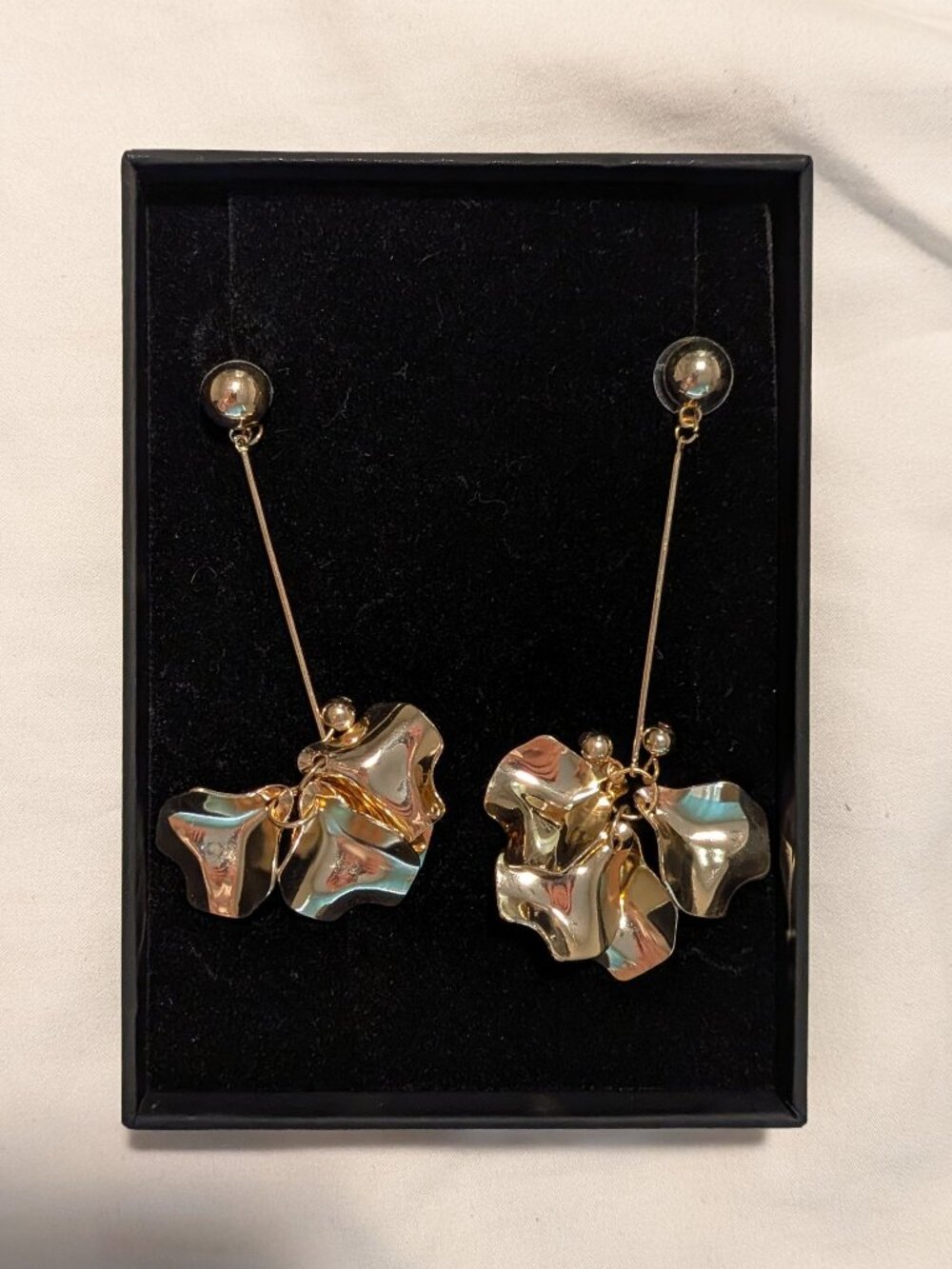 Gold Petunia Flower Earrings